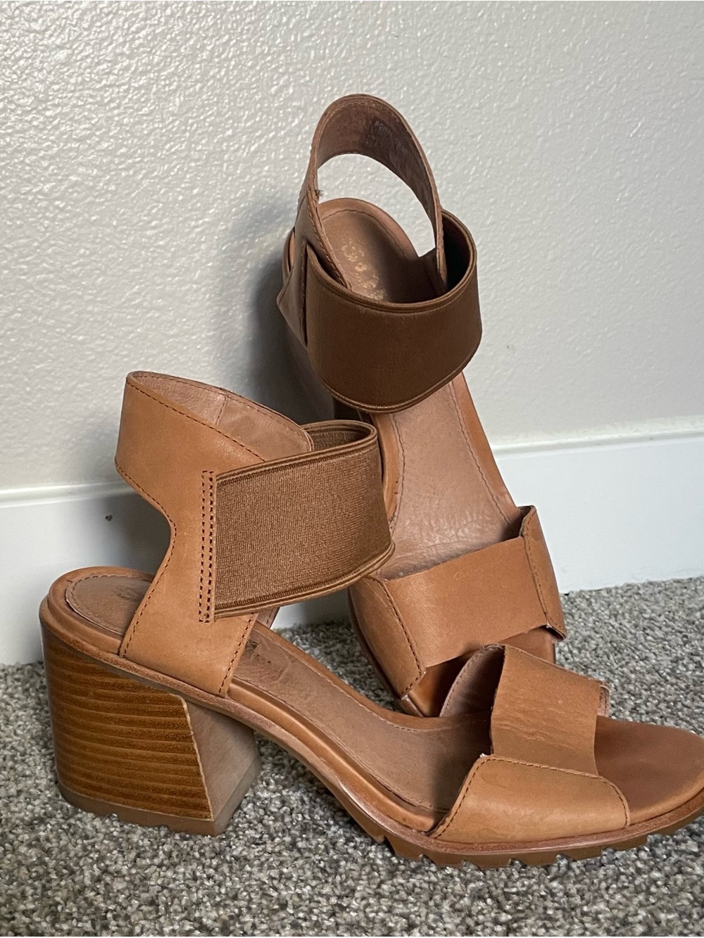 Leather Block Heel Sandals